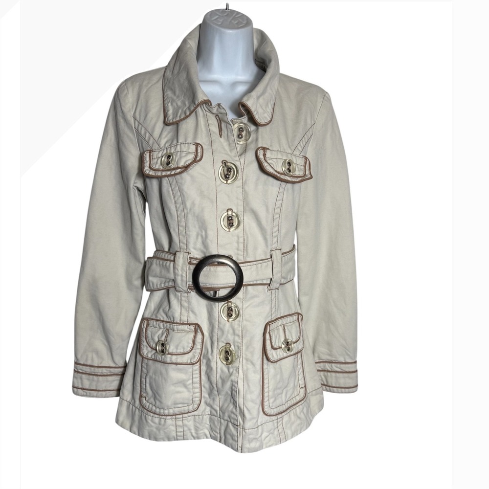 Daytrip Jacket Size Small 
Women's Beige Belted‎ Trench Coat Utility Jacket